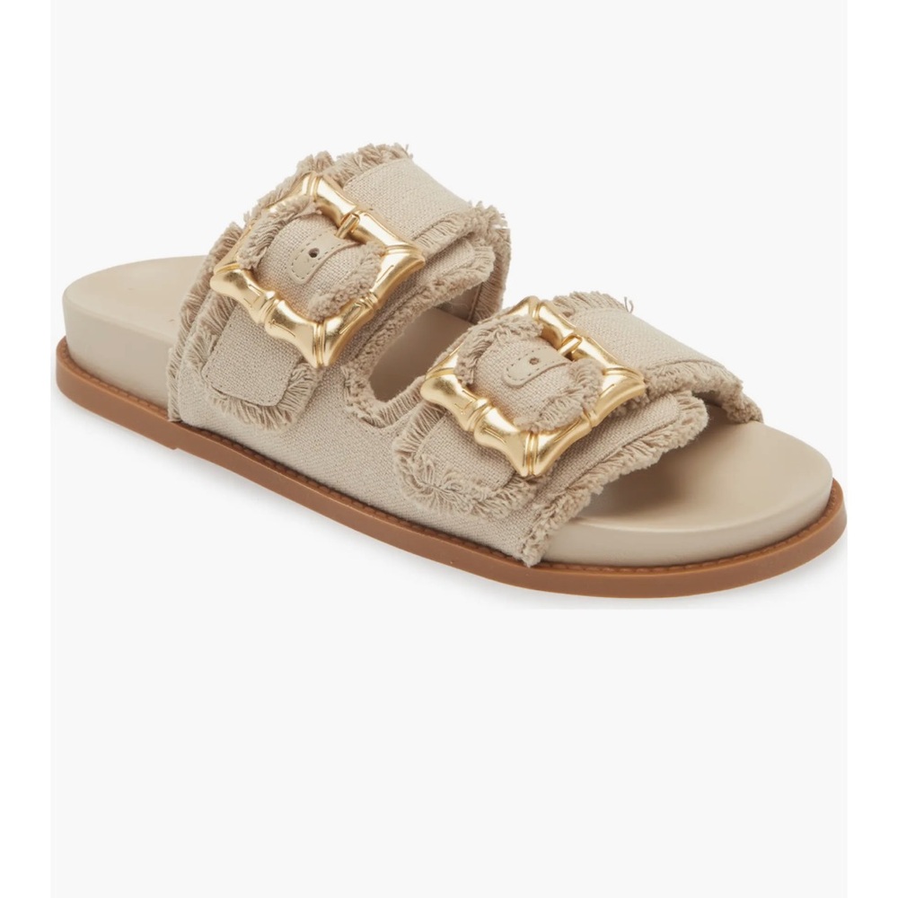 SCHUTZ Ebola slide Tan Sandals with Textured Design